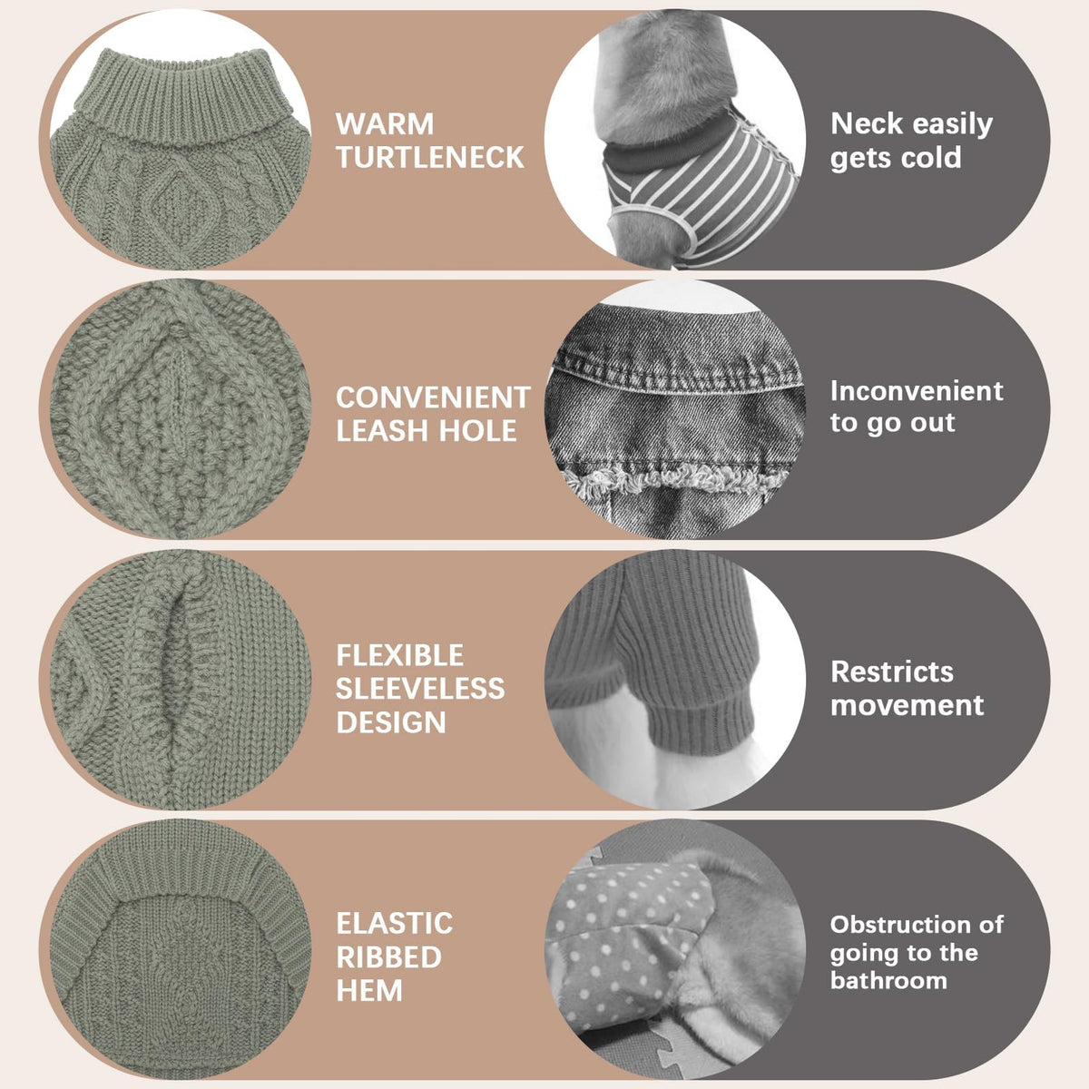 Dog Sweater for Medium Dogs (Grey / Medium)