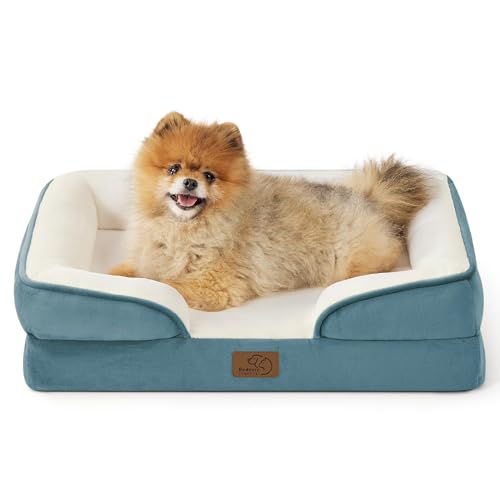 Orthopedic Dog Beds for Small Dogs Washable Original Design (Dune Haze Blue / 24"l X 18"w X 6"th)