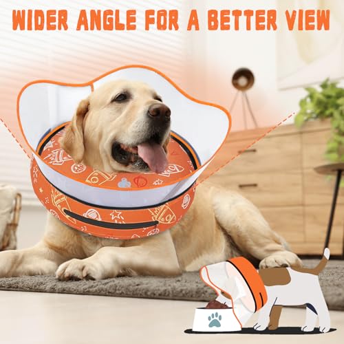 Elevated Inflatable Dog Cone Collar to Stop Licking (Orange / M(Neck 9"-12.5"))