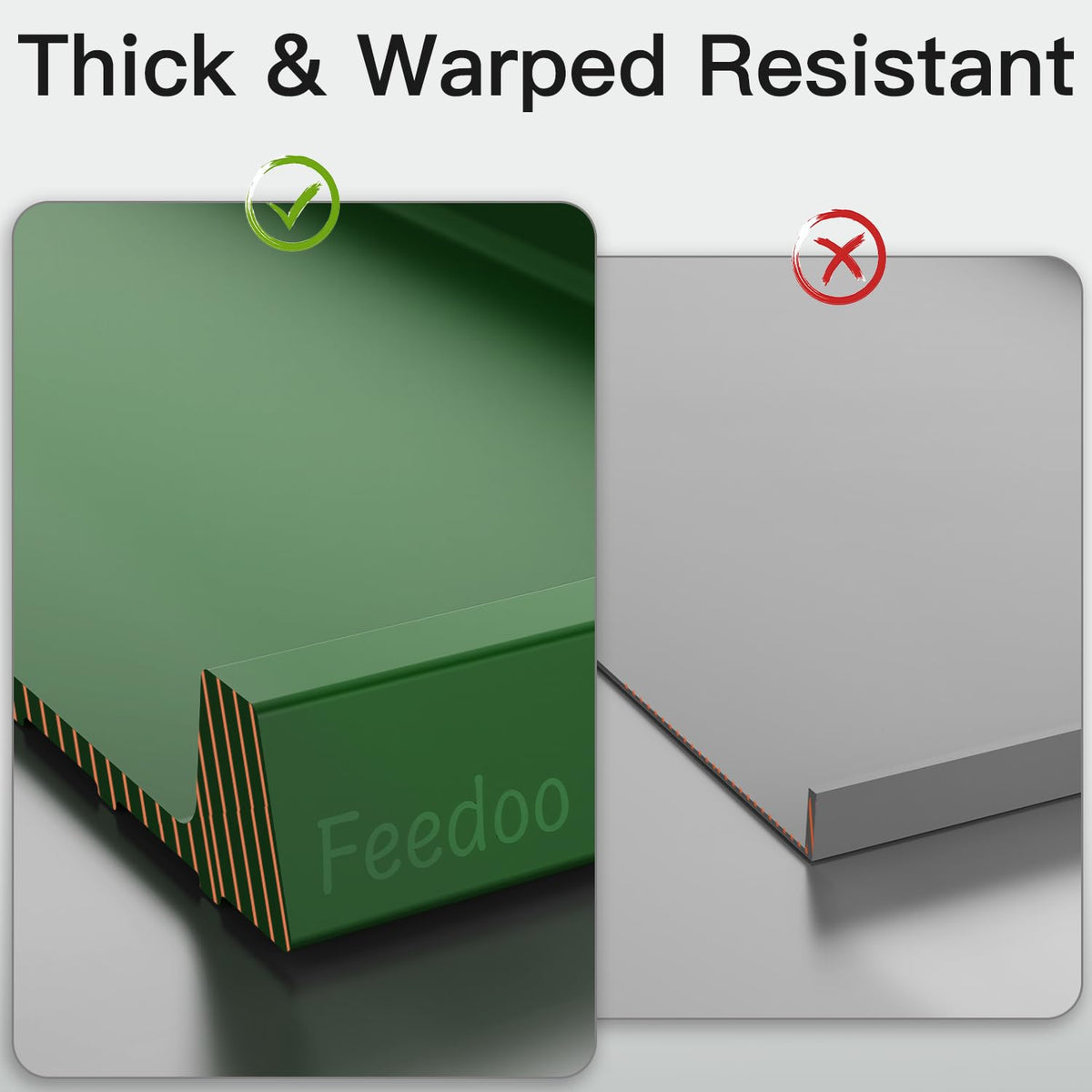 Pet Feeding Mat [Warped Resistant Raised Edge] (23.5"L x 13.5"W / Green)
