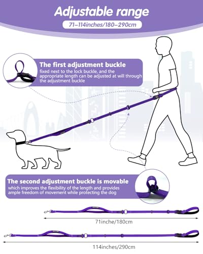 Hands Free Dog Leash (Purple / Large-5.9-9.5ft)