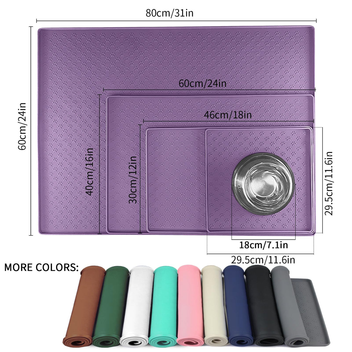 Dog Food Mat Anti (11.8"L x 11.8"W / Purple)