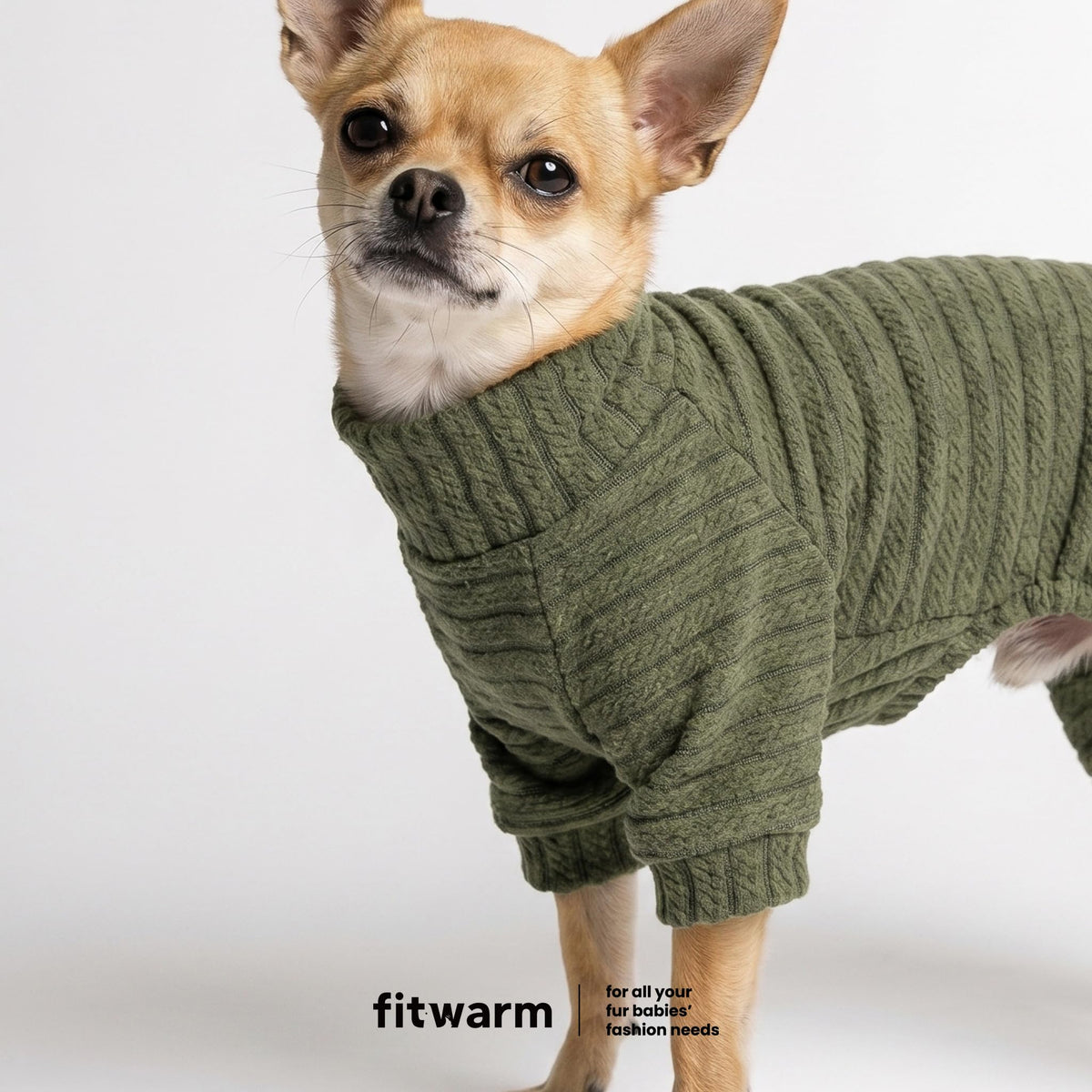Turtleneck Knitted Dog Sweater Puppy Pajamas Thermal Doggie Winter Clothes Knitwear Pet Coats Cat Apparel Green Medium (Medium / Sage Green)
