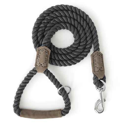 Dog Leash Braided Cotton Rope w (Blue-Gray / 60 Inch-1/2")