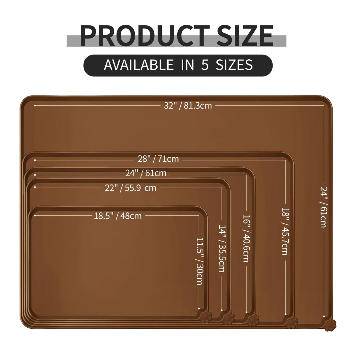 Silicone Pet Feeding Mat (Brown / 28" x 18")
