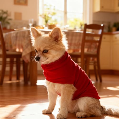Cat Sweater Warm Fleece Pet Clothes for Cats Only (Red / Large)