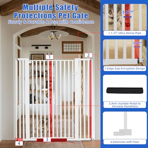 55 Inch Extra Tall Pet Gate for Cats (White / 55" tall,29.92" - 43")