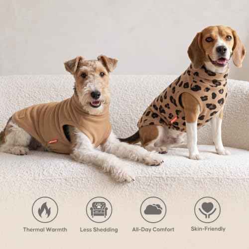 2Pack Dog Sweater for Large Dogs Fleece Sweatshirt (XXX-Large (55-75lbs) / Khaki Leopard)