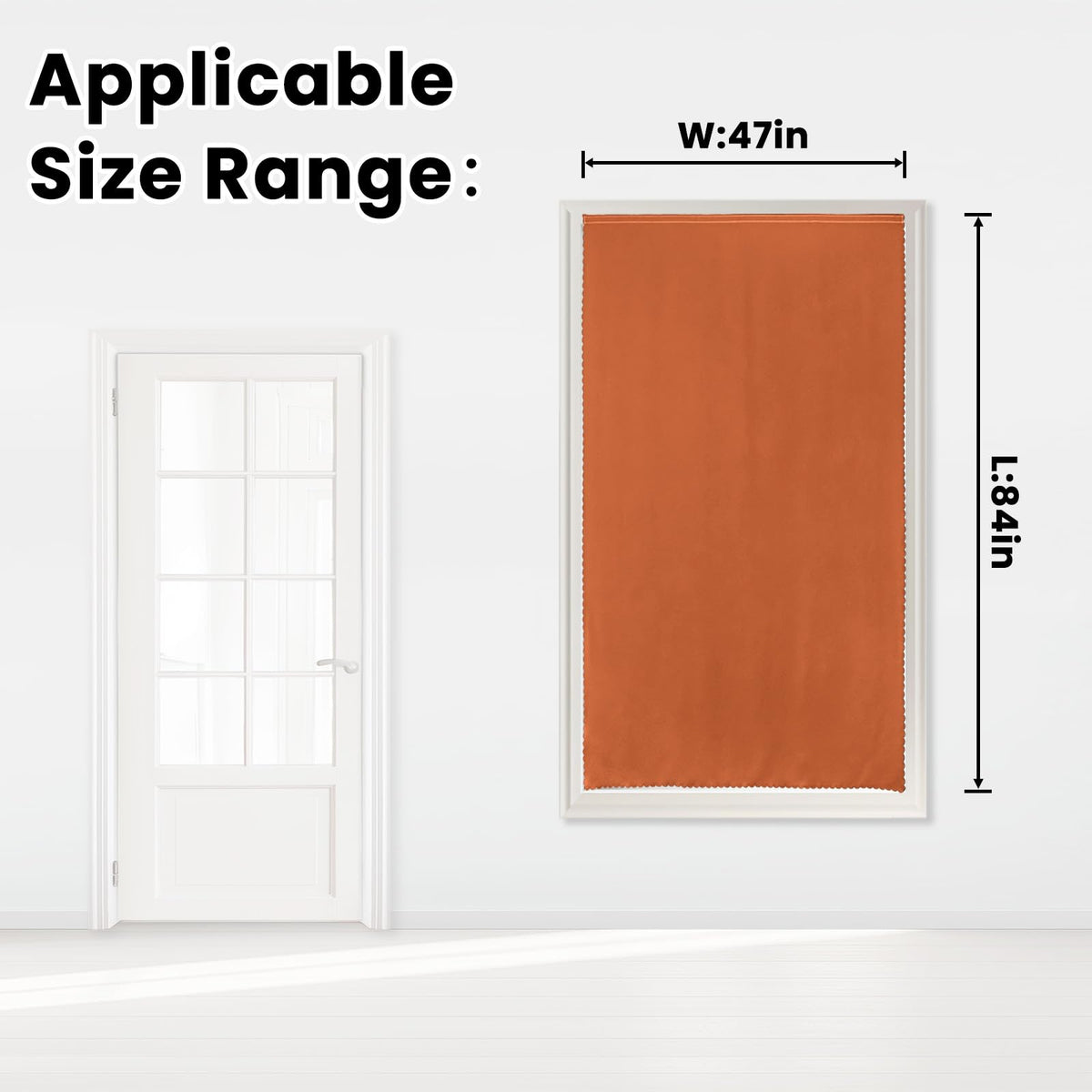 Self Adhesive Curtains Portable Blackout Curtain Simple and Easy to Install Bedroom Window Thermal Lnsulated Kitchen Room Darkening Black Small Drapes (47"W x 84"L (Pack of 1) / Orange)
