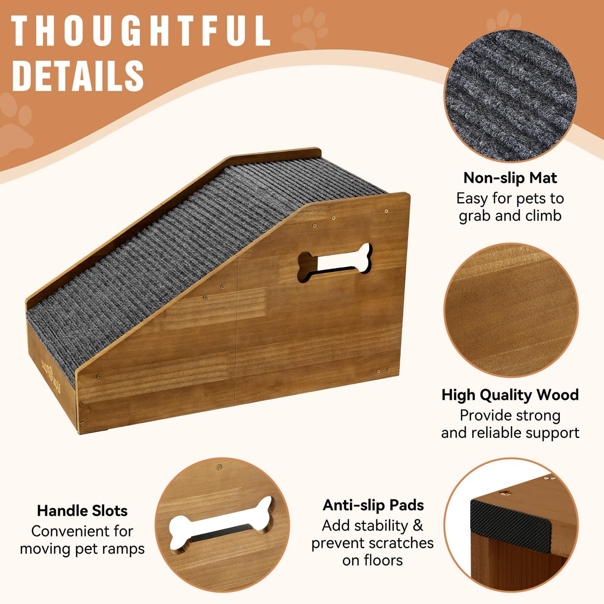 Dog Ramp for Small Dogs with Non (Walnut)