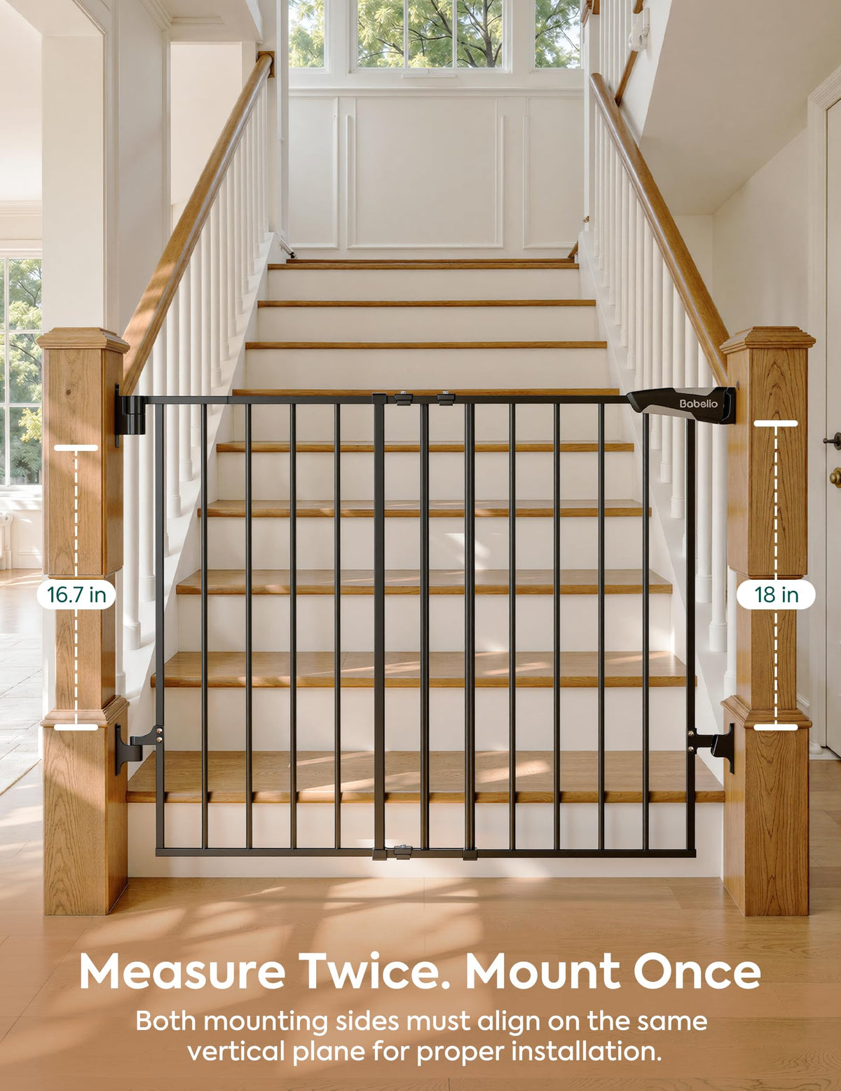 Baby Gate for Stairs (Black / 28" H, 24-39" W-Compact)