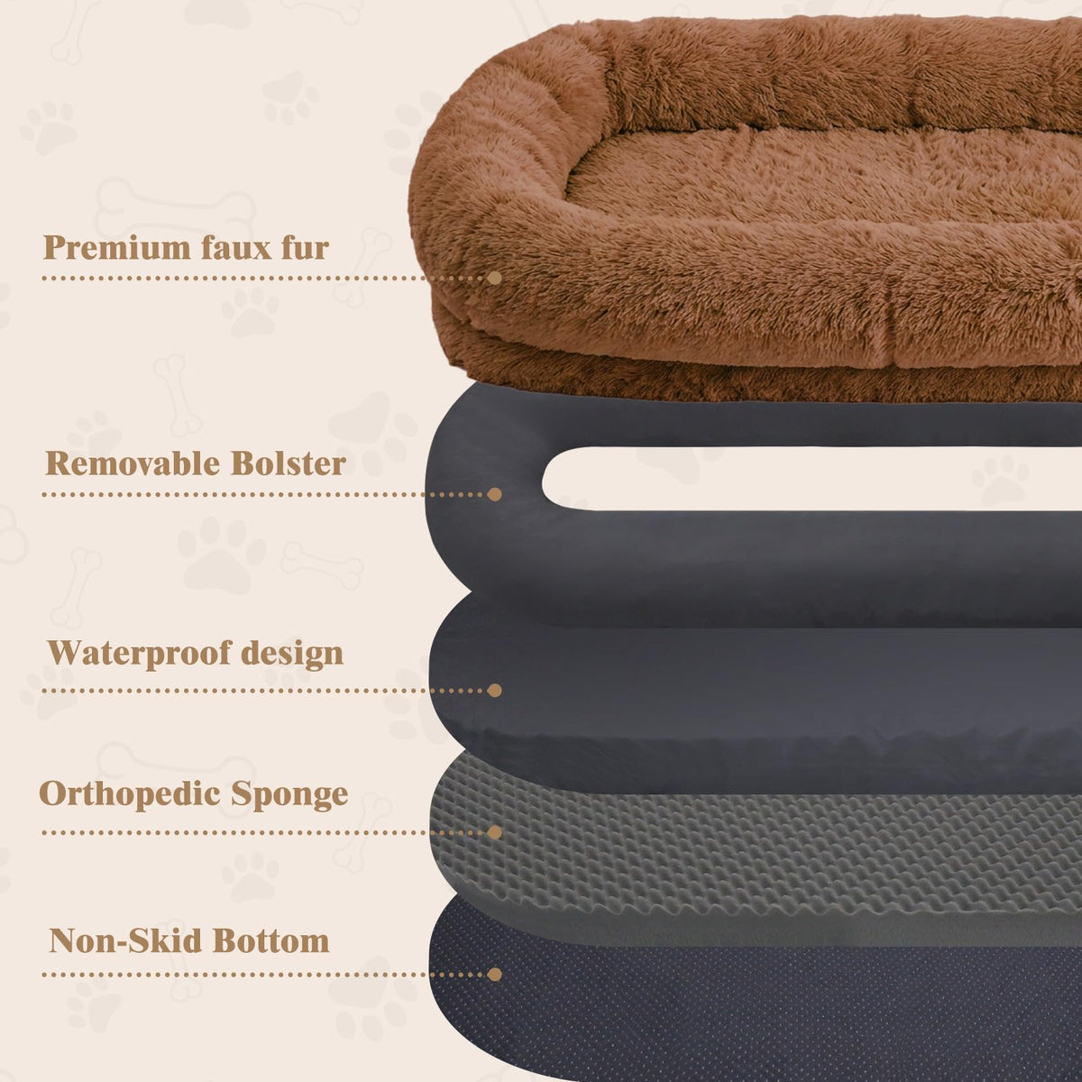 Human Dog Bed (71.0"L x 45.0"W x 12.0"Th / Brown)