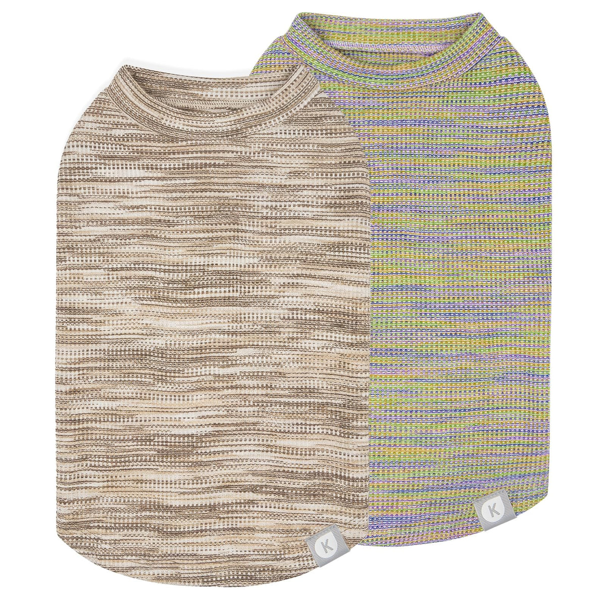 2Pack Waffle Dog Shirt for Small Dogs Striped Dog Sweater Tank Top (Large (12-18lbs) / 2Pack Marled)
