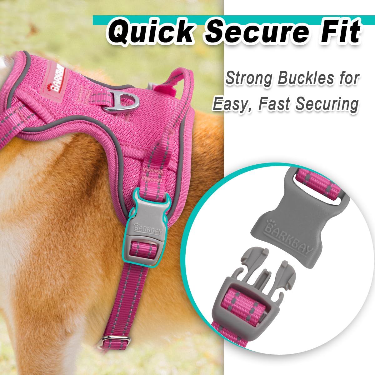 Dog Harness for Small Sized Dog No Pull Mesh 2 Clips Dog Vest (Pink-Mesh / Small)