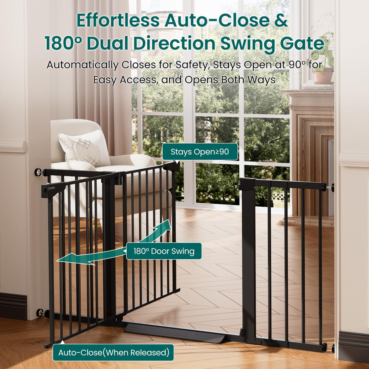 2 Pack 30 54" Baby Gate for Stairs (Black / 30"-54" W x 30.5" H | 2 Pack)
