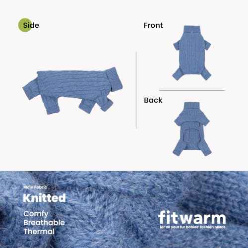 Chunky Knit Dog Turtleneck Sweater (XX-Large / Sky Blue)
