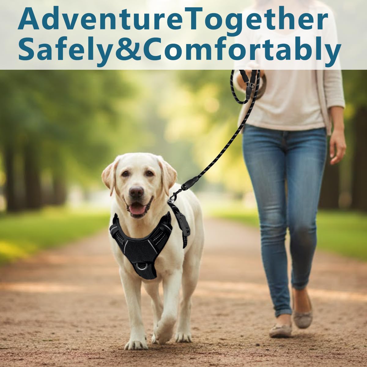 No Pull Dog Harness for Large Dogs (Black-Oxford / X-Large(Chest:30-38”))