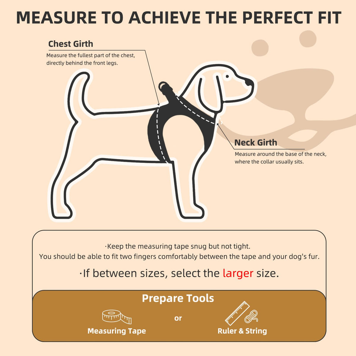 Dog Harness Collar and Leash Set No Pull for Small Medium Sized (Beige / S (CHEST 14.5"-16"))
