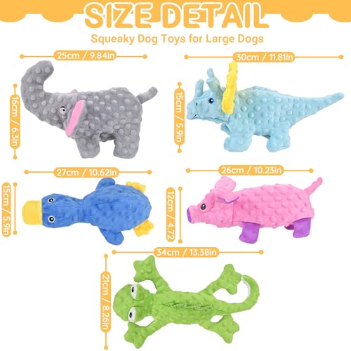 No Stuffing Dog Toys for Aggressive Chewers (5 Pack Unstuffed Dog Toys)