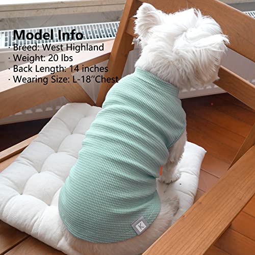2Pack Waffle Dog Shirt for Small Dogs Soft Dog Sweater Tank Top (Medium (7-11lbs) / 2Pack(Green+Grey))