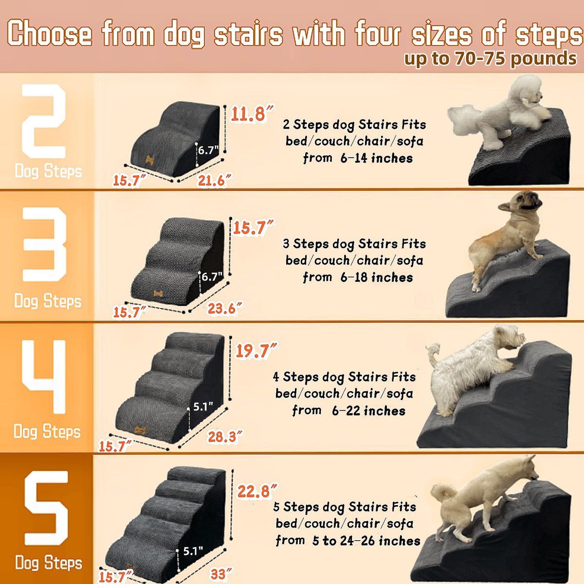 4 Step Dog Stairs for High Beds 18