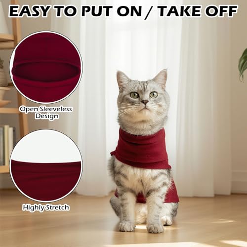 Cat Sweater Warm Fleece Pet Clothes for Cats Only (Burgundy / Medium)