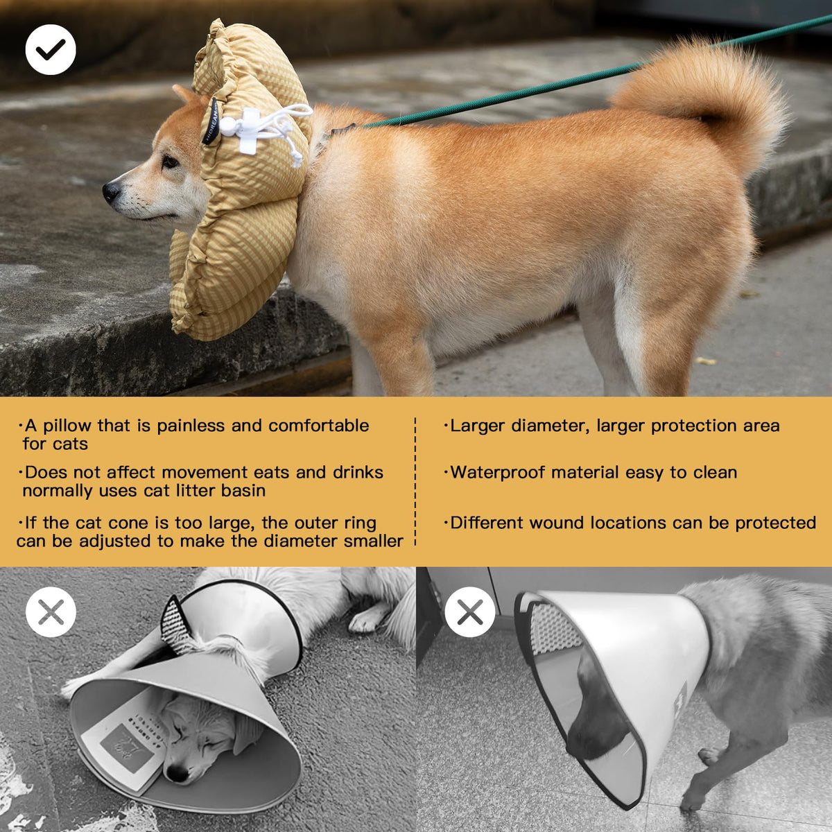 Soft Dog Cones for Medium Dogs (XL-Standard / Yellow)
