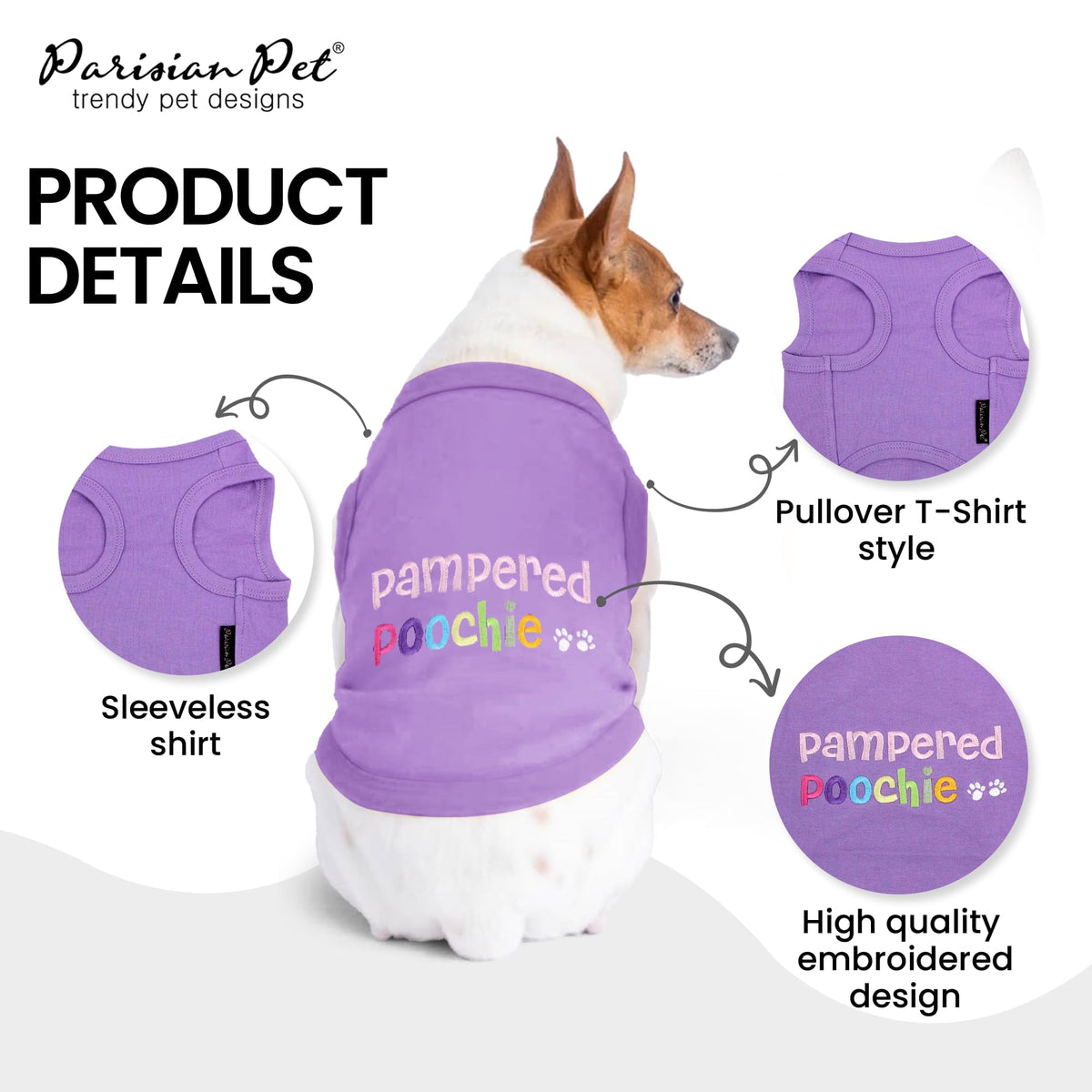 Dog Shirt 100% Cotton Shirts for Small Dogs (Small / Pampered Poochie)