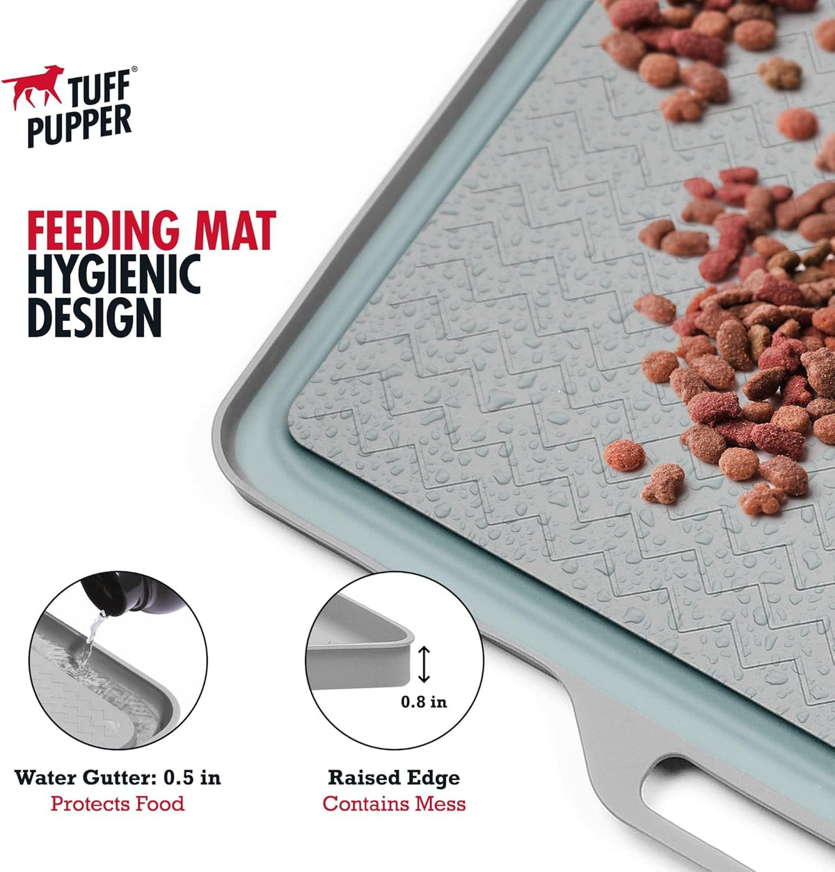 18x12 Small Dog Feeding Mat for Food and Water (Gray / Small - 18" x 12")