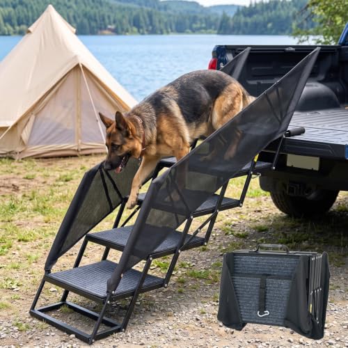 Foldable Dog Steps for Car Truck (Standard 17"W with Net Guard)