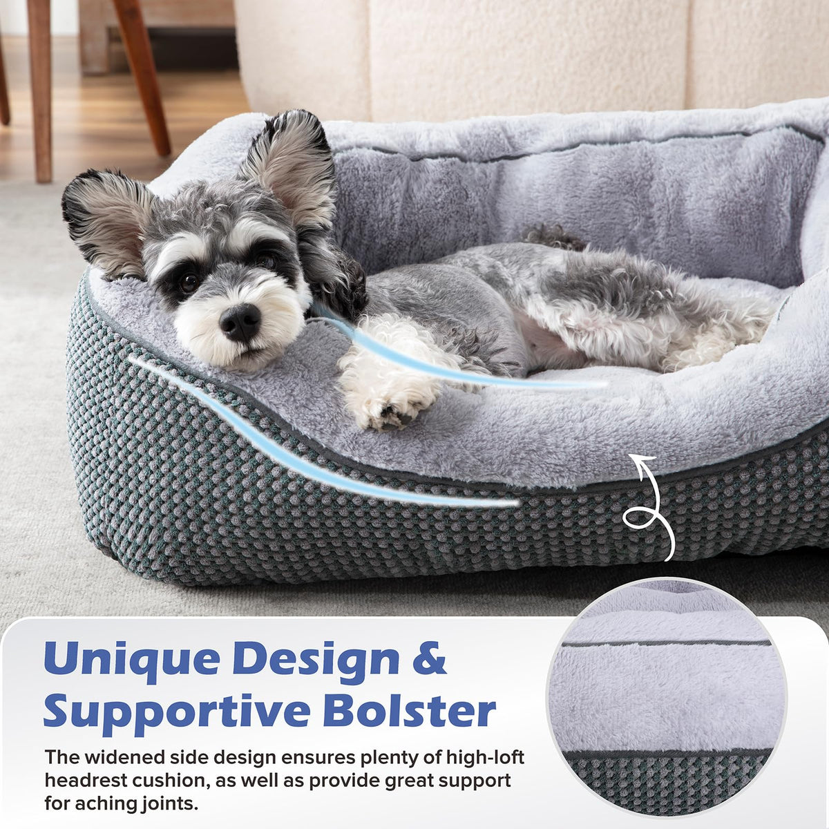 Large Dog Beds Large Sized Dog (L PLUS (38"x28"x8") / Grey)