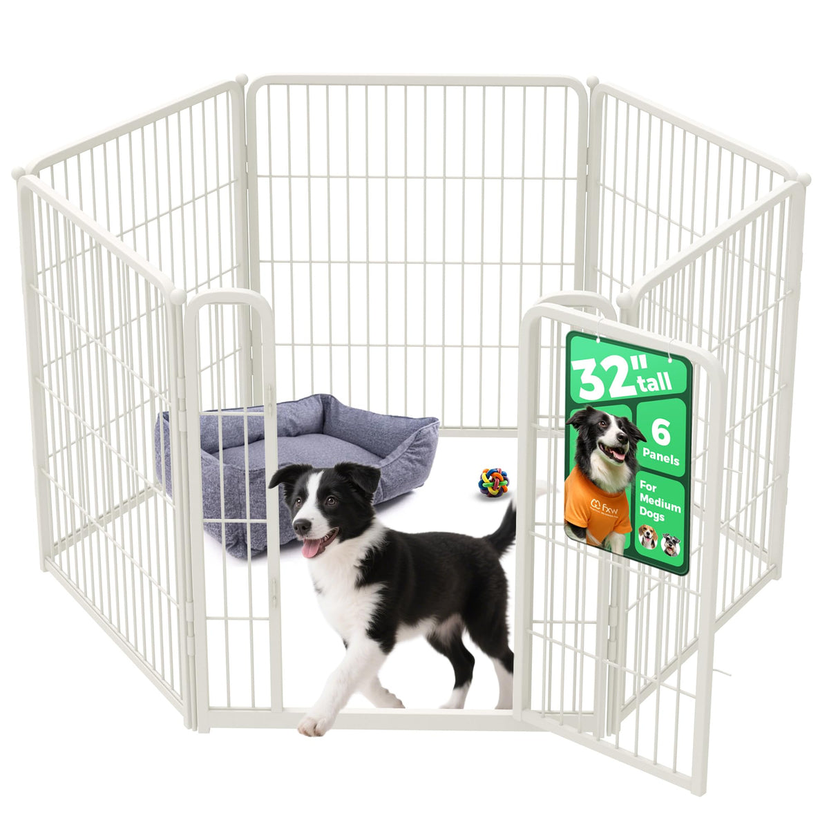 Homeplus Indoor Dog Playpen (White / 32"H)
