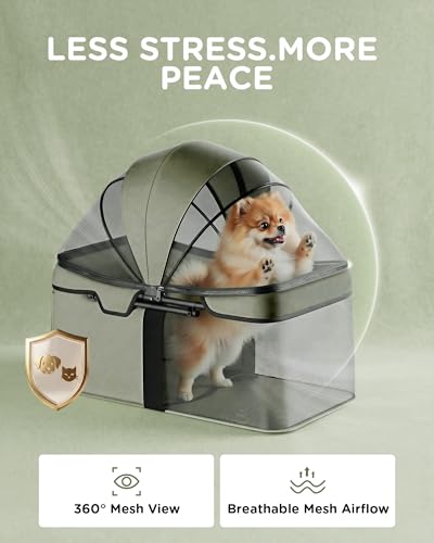 Foldable Pet Stroller for Small Dogs and Cats (Forest Green)