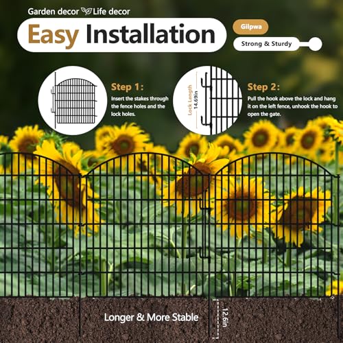5 Panels Garden Fence Animal Barrier with Lock (33in(H) X 12ft(L))