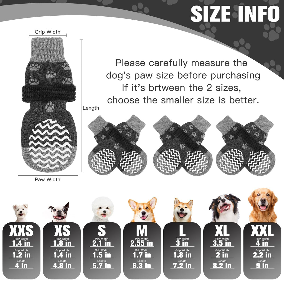 Anti Slip Dog Socks to Prevent Licking Paws for Hot Pavement (Grey / XX-Large)