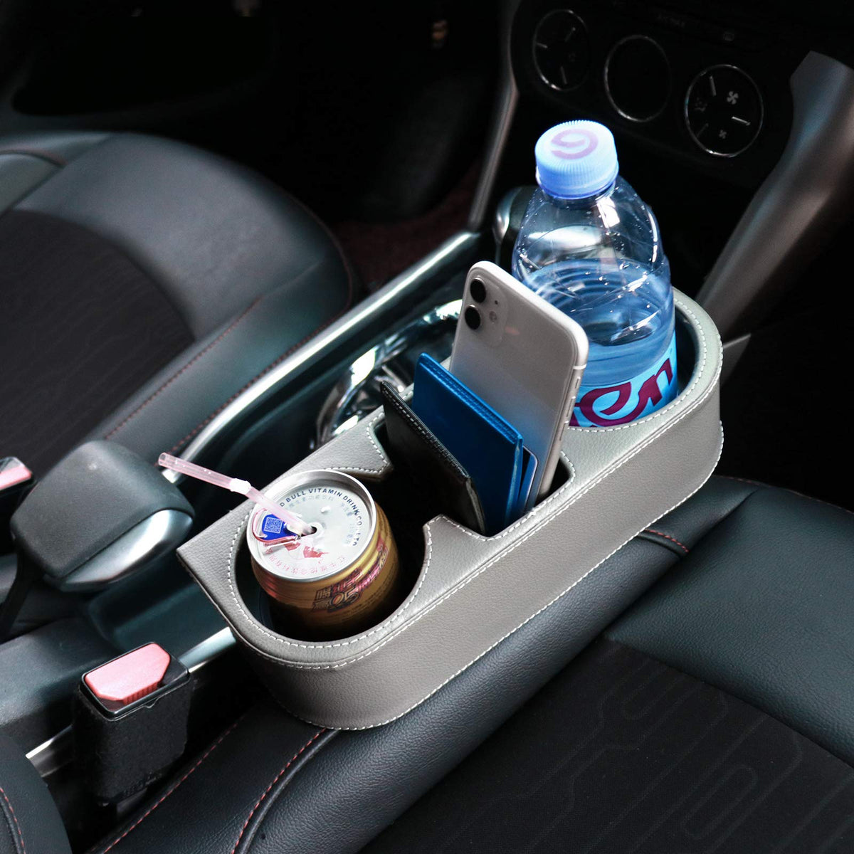 Car Seat Gap Filler Organizer with Cup Holder (PUBD-Gray)