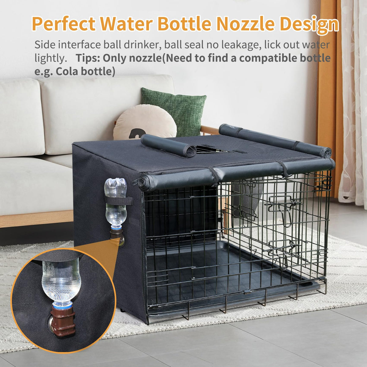 Dog Crate Cover 30 Inch Waterproof Pet Kennel Cover 600D Heavy Duty Dog Cage Cover Universal Fit for Most Wire Pet Crates (30.0"L x 19.0"W x 21.0"H / Black)