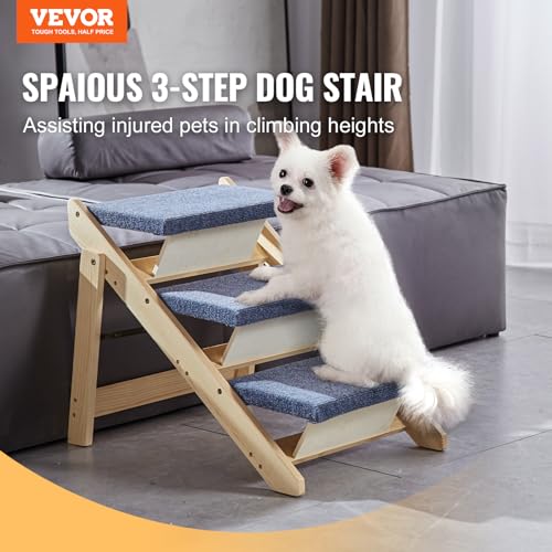 SKYSHALO Wooden Pet Steps (Natural / 3-Step Foldable)