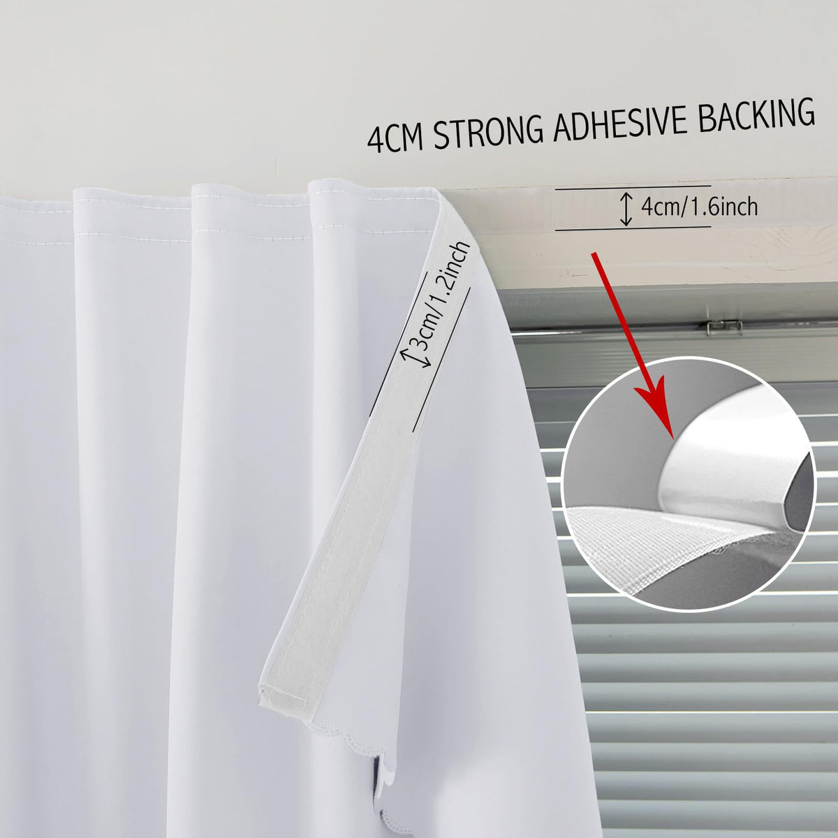 self Adhesive Curtains Portable Blackout Curtain Simple and Easy to Install Bedroom Window Thermal Lnsulated Kitchen Room Darkening Black Small Drapes (59"W x 71"L (Pack of 1) / White)