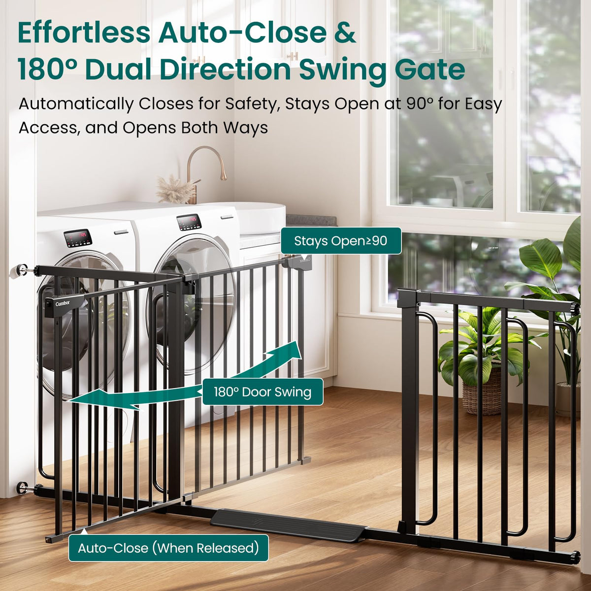 Extra Wide Baby Gate (Black / 36.6"-69" W x 30.5" H)