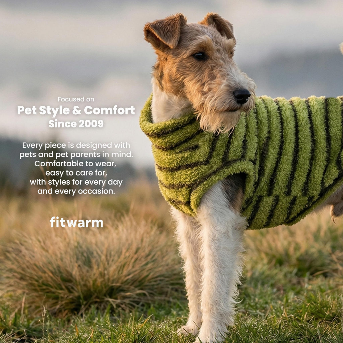 2 Pack Striped Fleece Dog Sweater (Small / Sky Blue-Olive Green)