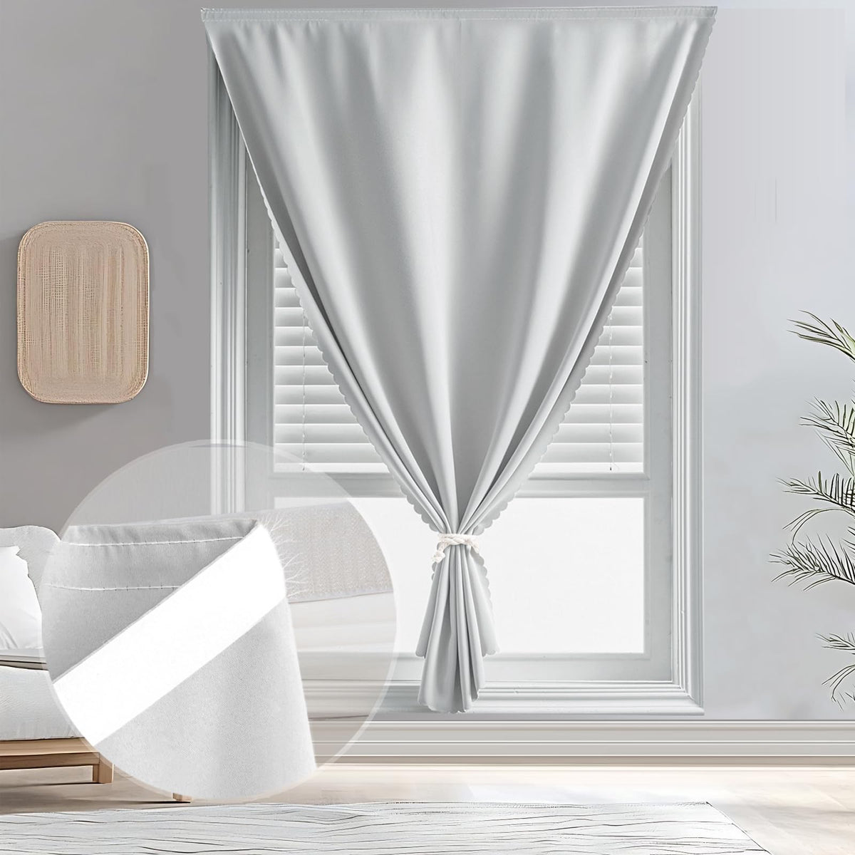 Magic Tape Blackout Curtains (47"W x 84"L (Pack of 1) / White)