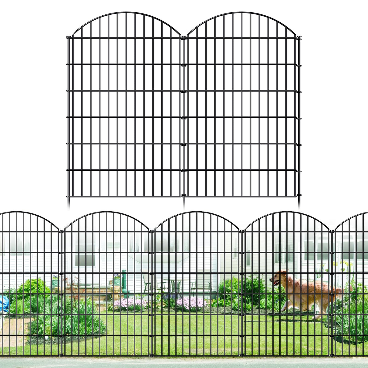 Metal Garden Fence 48 in x 12.7 ft (48"Hx12.7ft (5 Panels))
