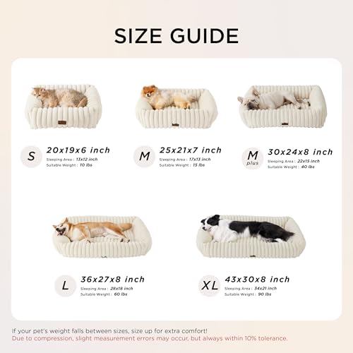 ComfyFleece® Cute Dog Beds Large Sized Dog Washable (36.0"L x 27.0"W x 8.0"Th / Amphora)