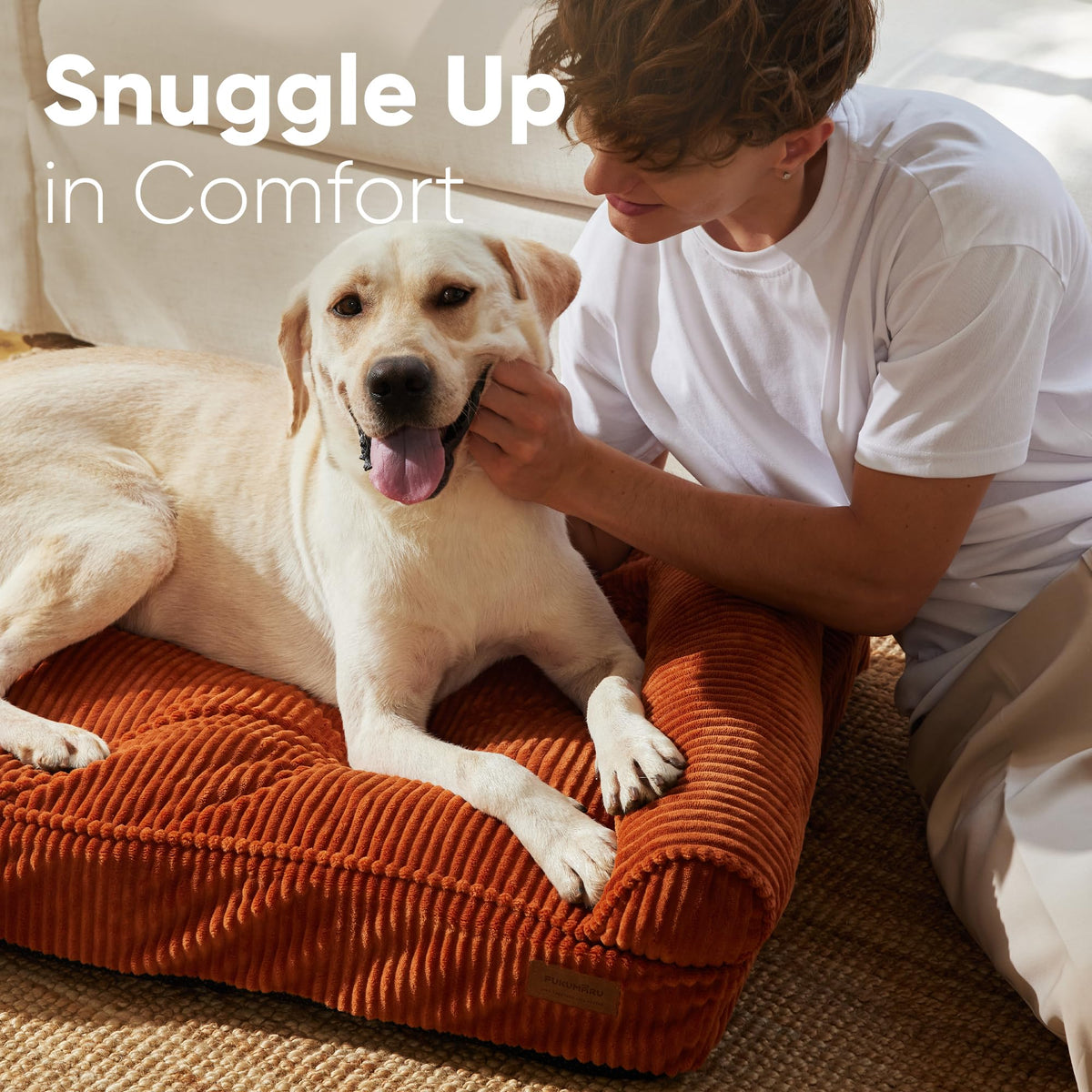 Cute Dog Bed Thickened Orthopedic Dog Sofa (Orange / 36.6"Lx25"Wx10"Th)