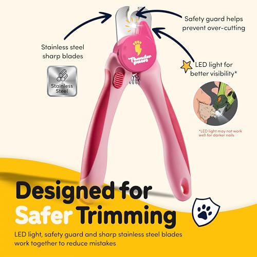 LED Dog Nail Clippers with Light (Pink / Large)