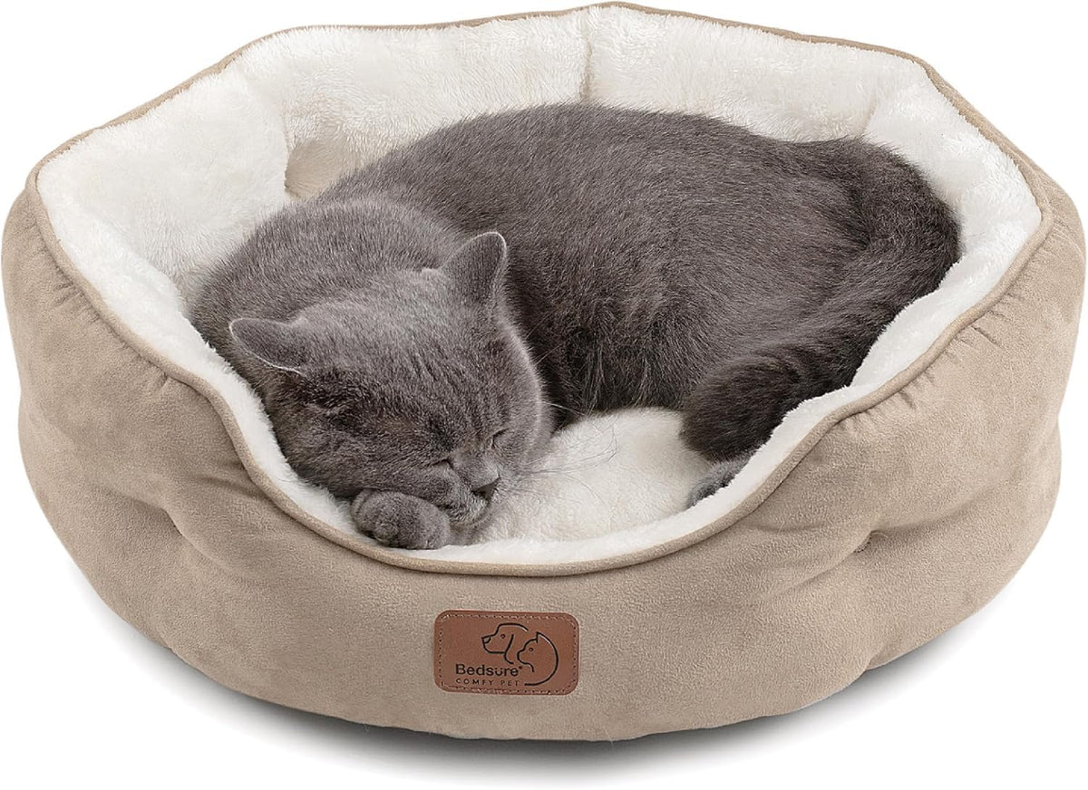 Small Dog Bed Washable (20"L x 19"W x 6"Th / Camel)