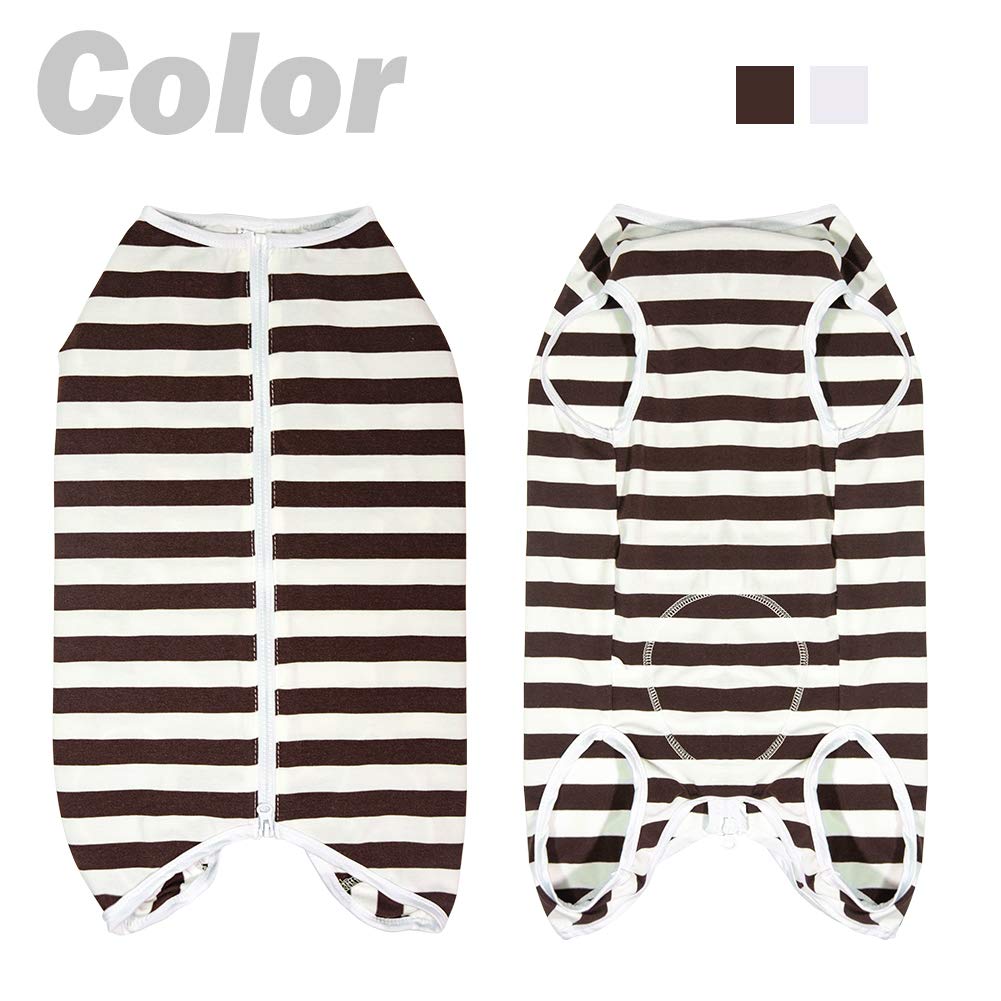 Dog’s Recovery Suit Post Surgery Shirt for Female Male Dog (4xl / brown white stripe)