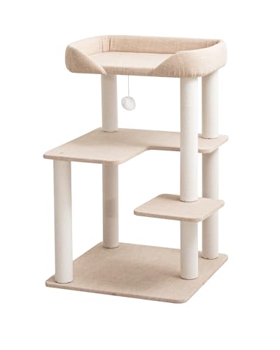 37.5" Cat Tree Tower for Large & Senior Cats (Ivory 37.4'')