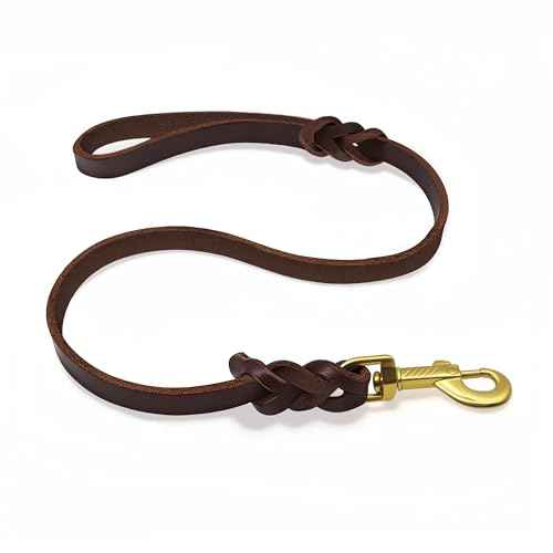 3ft Leather Dog Leash Short Heavy Duty Control Walking Lead (3ft)